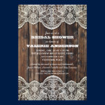Douche nuptiale rustique en bois et de dentelle invitations
