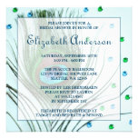 Douche nuptiale turquoise de plume fascinante de p invitations personnalisables
