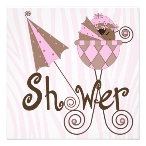 Douche rose de bébé de Brown de rose de zèbre Cartons D'invitation