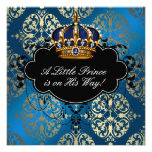 Douche royale de prince bébé d'or de bleu marine faire-parts