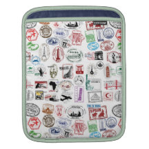 Douille de cas de motif de timbres de voyage poches pour iPad