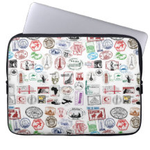 Douille de cas de motif de timbres de voyage housses ordinateur