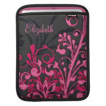 Douille personnalisée florale noire rose de Ricksh Poches Pour iPad