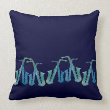 Douze saxophones bleus frais coussin