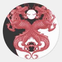 Dragon 3 de Yin Yang Autocollants Ronds