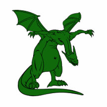 dragon à ailes green.png de moyen de position photo en relief