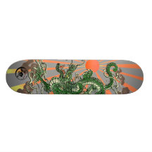 Dragon avec Soleil Levant 2 Skateboards Personnalisés