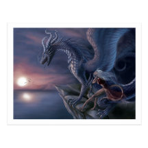 Dragon bleu carte postale