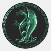 Dragon celtique vert autocollant