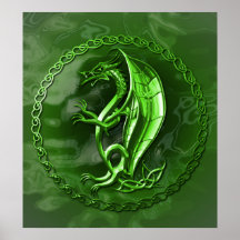 Dragon celtique vert posters