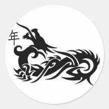 Dragon chinois 2012 de nouvelle année autocollant rond