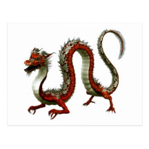 Dragon chinois rouge carte postale