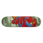 Dragon chinois rouge sur le vert skateboard customisable