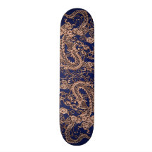 Dragon de cuivre sur la texture de cuir de bleu ro skateboards personnalisés