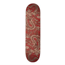 Dragon de cuivre sur la texture en cuir rouge plateaux de skateboards customisés