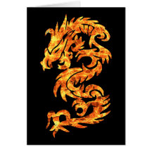 Dragon de flamme carte de vœux
