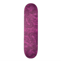 Dragon de relief sur la texture en cuir rose magen plateaux de skateboards customisés