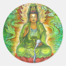 "Dragon d'eau" Kuan Yin Autocollants Ronds