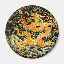 Dragon d'or brodé par antiquité chinoise de zodiaq aimants pour réfrigérateur