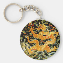 Dragon d'or brodé par antiquité chinoise de zodiaq porte-clé