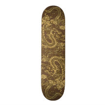 Dragon d'or sur la texture en cuir de Brown Skateboards Customisés