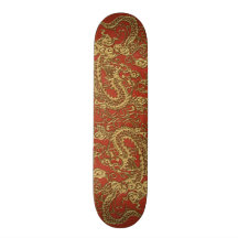 Dragon d'or sur la texture en cuir de corail profo planches à roulettes customisées