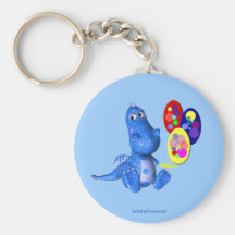 Dragon et ballons bleus Keychain mignon Porte-clé