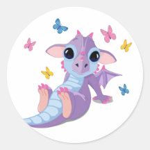 Dragon mignon de bébé autocollants ronds
