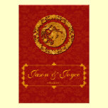Dragon oriental d'or épousant la carte d'invitatio invitations
