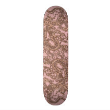 Dragon rose d'or sur la texture de cuir de rose de skateboard customisable