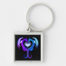 Dragons avec un coeur Keychain Porte-clé