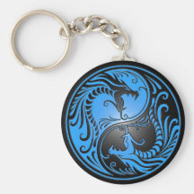 Dragons, bleu et noir de Yin Yang Porte-clés