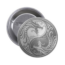 Dragons de Yin Yang d'acier inoxydable Badge Avec Épingle