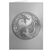 Dragons de Yin Yang d'acier inoxydable Cartes De Vœux