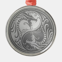 Dragons de Yin Yang d'acier inoxydable Ornements De Noël