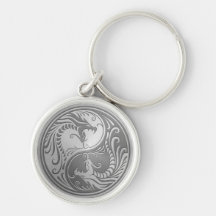 Dragons de Yin Yang d'acier inoxydable Porte-clé