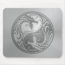 Dragons de Yin Yang d'acier inoxydable Tapis De Souris