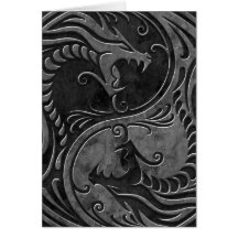 Dragons en pierre de Yin Yang Carte De Vœux