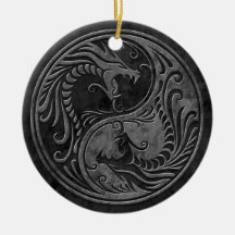 Dragons en pierre de Yin Yang Décoration De Noël