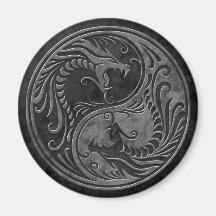Dragons en pierre de Yin Yang Aimant Pour Réfrigérateur