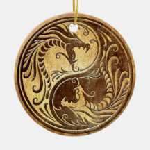 Dragons en pierre de Yin Yang Ornement De Noël