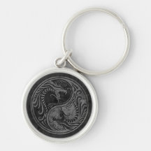 Dragons en pierre de Yin Yang Porte-clefs