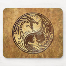 Dragons en pierre de Yin Yang Tapis De Souris