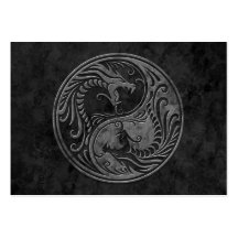 Dragons en pierre foncés de Yin Yang Cartes De Visite Personnelles