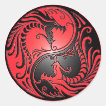 Dragons, rouge et noir de Yin Yang Autocollants