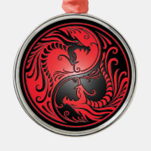 Dragons, rouge et noir de Yin Yang Ornements De Noël