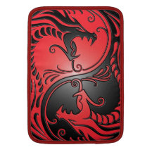 Dragons, rouge et noir de Yin Yang Poches Pour Macbook Air
