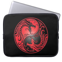 Dragons, rouge et noir de Yin Yang Trousse Pour Ordinateur Portable