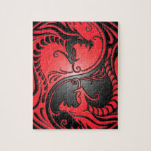 Dragons, rouge et noir de Yin Yang Puzzle