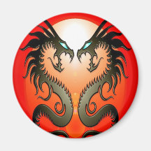 Dragons tribaux jumeaux aimants pour réfrigérateur